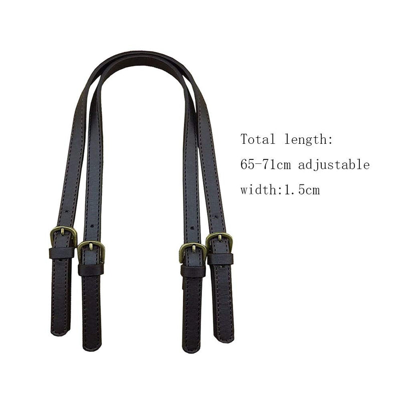 ConStore 2 PCS Leather Replacement Handles Shoulder Straps with Adjustable Buckle Purse Strap Bag Handles DIY Bag Belt Split Leather (Black) Black - NewNest Australia