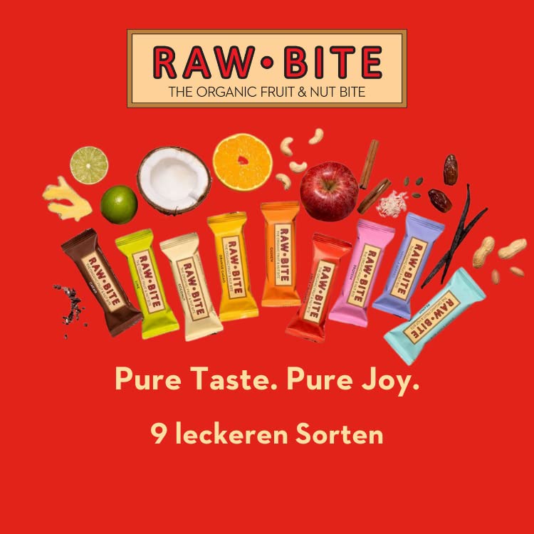 Rawbite Apple Cinnamon In A Box Of 12 - Vegan, Gluten-Free & No Added Sugar (Naturally Contains Sugar) - Organic Fruit And Nut Bars With Apple And Cinnamon (12 X 50 G) Single 12 Pieces (Pack Of 1) - NewNest Australia