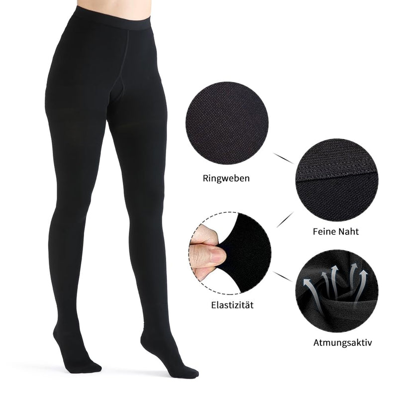 VARCOH compression leggings for women lipedema, compression stockings class 2 men, support tights, medical compression tights suitable for pregnancy, varicose veins Black XXL - NewNest Australia