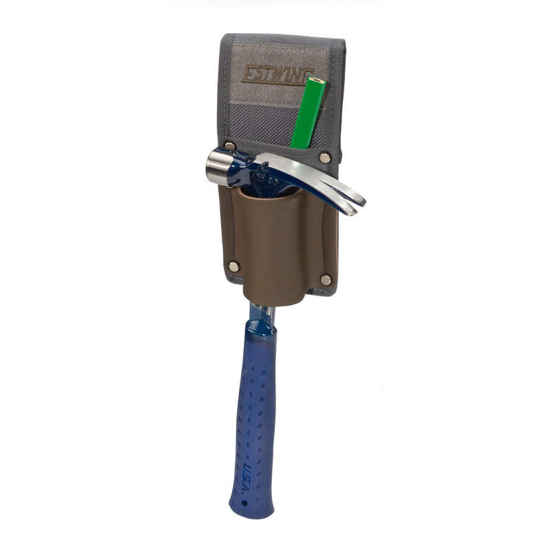 Estwing 2-Compartment Hammer Holster for Work / Tool Belt, Durable Polyester and Top Grain / Wet Formed Leather Hammer Holder, 3-inch Tunnel Loop, Rivet Reinforced Stress Points - NewNest Australia