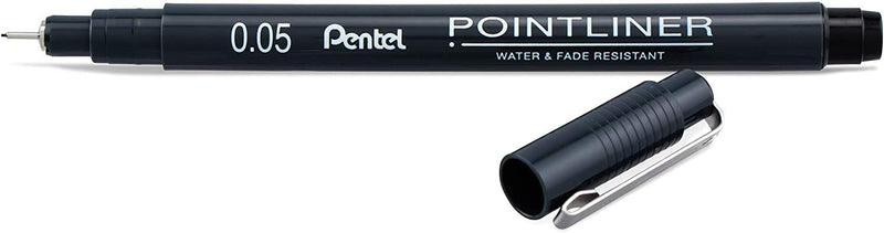 Pentel Arts Pointliner Drawing Pen, 0.05mm, Black Ink, Box of 12 Pens (S20P-05A) - NewNest Australia
