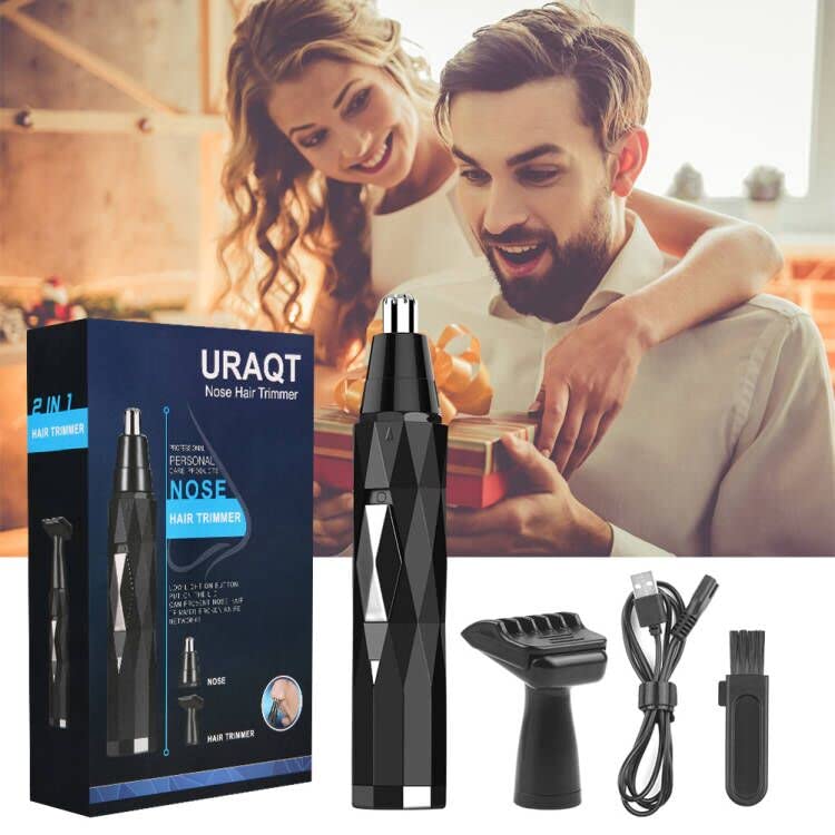 URAQT nose hair trimmer, nose/ear hair trimmer for men, professional nose hair remover, ear hair trimmer, pain-free, for safe trimming without plucking, USB charging, black - NewNest Australia