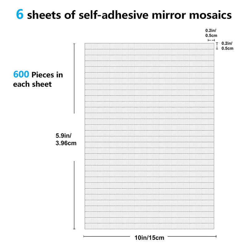 Self-Adhesive Real Glass Craft Mini Square Mirrors Mosaic Tiles( 5 x 5mm,6 Sheet,3600Pcs) - NewNest Australia