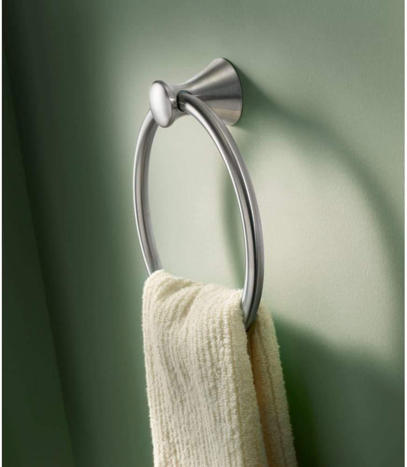 DELTA Lahara Towel Ring, Stainless, Bathroom Accessories, 73846-SS 2.28 x 7.44 x 8.19 Inches Brilliance Stainless Steel - NewNest Australia