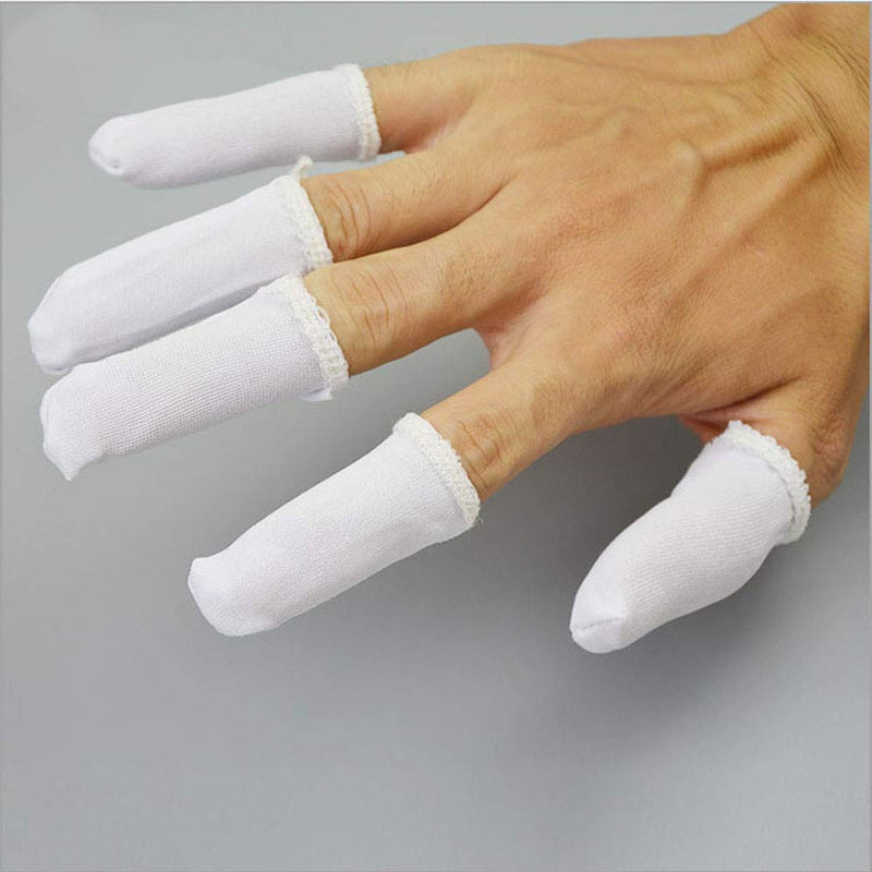 Onwon 100 Pieces Finger Cots Cotton Finger Guards Elastic Fabric Finger Gloves Finger Protection - NewNest Australia