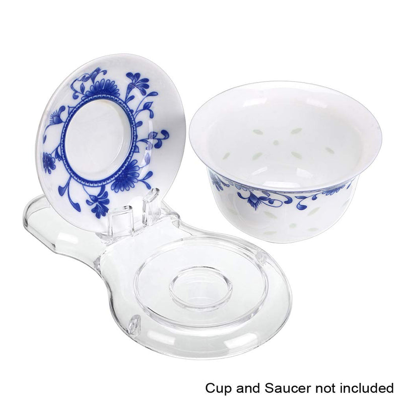 NewNest Australia - Hipiwe Acrylic Tea Cup Saucer Display Stands Clear Dinnerware Display Easel Stand Teacup Sets Plate Holder,Pack of 8 (8pcs,Short Legs) 