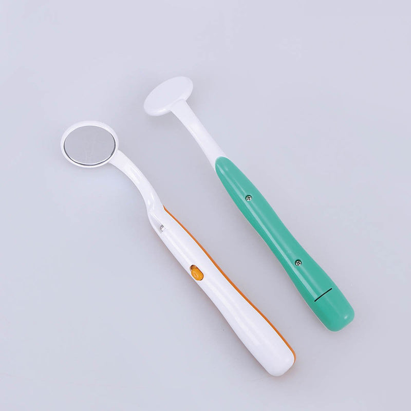 HEALIFTY 2PCS Oral Dental Mirror Mouth Tooth Inspection Mirror with Bright LED Light for Dental Care (Green and Orange) - NewNest Australia