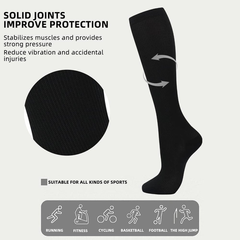 Odtmger compression socks (7 pairs) for women and men, blood circulation 20-30 mmhg knee socks are the best support SM black - NewNest Australia