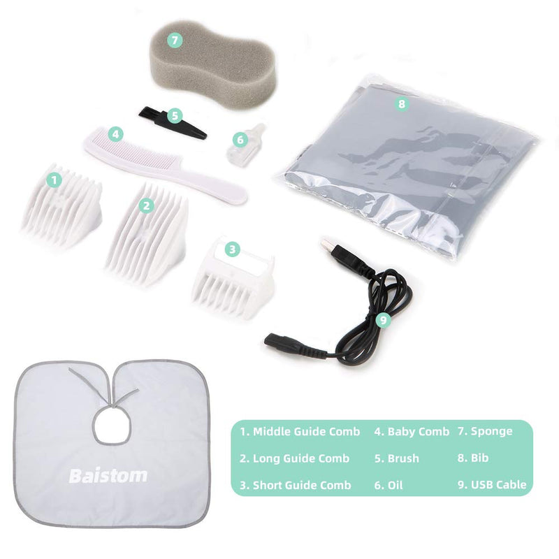 Baistom Baby Hair Clipper, Quiet Hair Trimmer for Kids and Children, Waterproof Rechargeable Cordless Haircut Kit for Toddler, Green - NewNest Australia