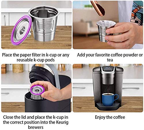 2pcs Reusable K Cups, Reusable Coffee Pods, Stainless Steel Refillable Coffee Filters with 50pcs Paper Coffee Filters (2.0 & 1.0 Brewers) 2.0 & 1.0 Brewers - NewNest Australia