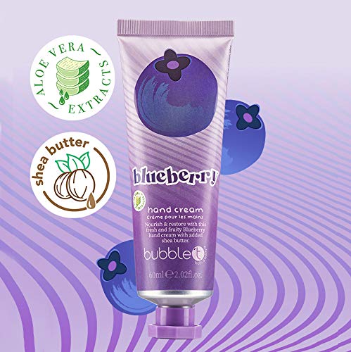 Bubble T Cosmetics, Blueberry Hand Cream Vegan Friendly with Shea Butter Suitable for Dry Sensitive Skin 60ml, Purple - NewNest Australia