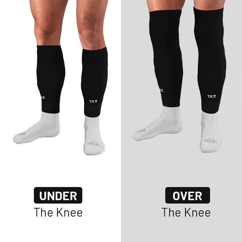 TEKKERZ Leg Sleeves - over the calf, knee high sports socks for soccer, football, baseball, basketball, rugby, wrestling Black - NewNest Australia