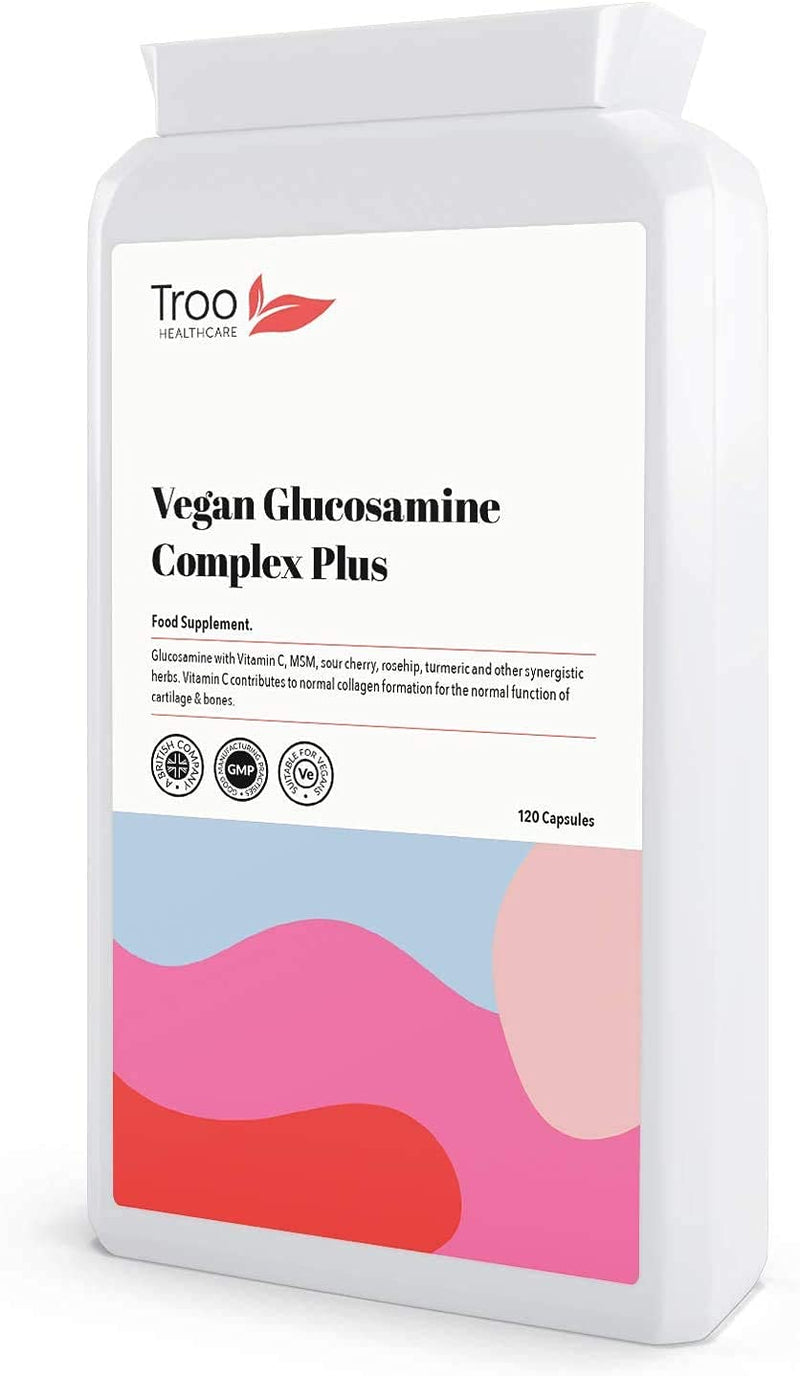 Vegan Glucosamine Complex PLUS 120 Capsules | Plant Based Glucosamine Supplement with MSM, Sour Cherry, Rosehip & Turmeric | UK Manufactured | Quality Guaranteed - NewNest Australia