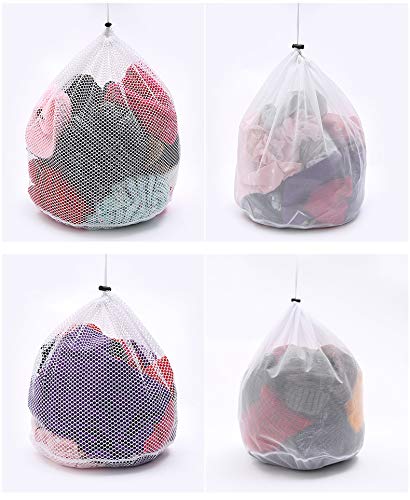 NewNest Australia - Mesh Laundry Bag with Drawstring,19.6×27.5 inch Large Laundry Bags Drawstring Bra Underwear Products Laundry Bags Baskets Mesh Bag Household Cleaning Tools Accessories Laundry Wash Care (white A) White a 