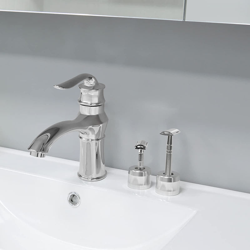 Linkidea Safety Razor Stand Opening Diameter 18.5mm Aluminum Alloy Men's Bathroom Shaving Stand Silver 2pcs Silver - NewNest Australia