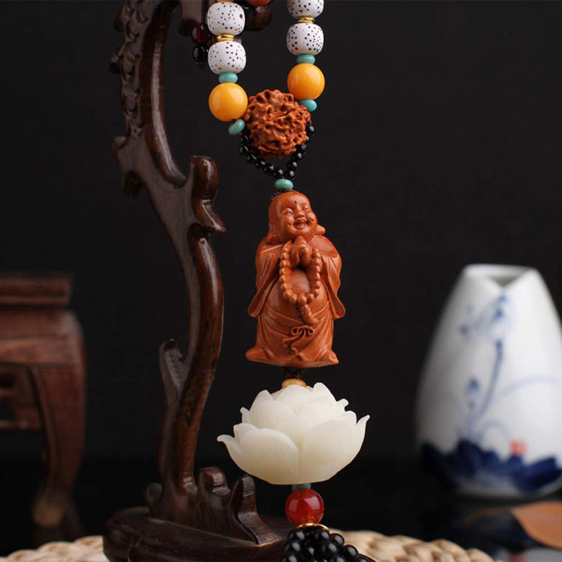 NewNest Australia - FengShuiGe Stereoscopic Sculpture Lotus Lucky Car House Door Window Charm Hanging Pendant (Laughing Buddha) Laughing Buddha 