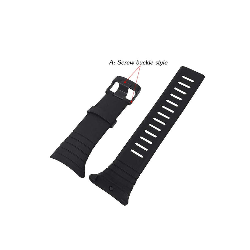 Sencato Watch Bands Compatible with Suunto Core, Classic Soft Rubber Replacement Wrist Strap for Suunto Core Smart Watch（A/B Style Available Select）Black A-Black - NewNest Australia