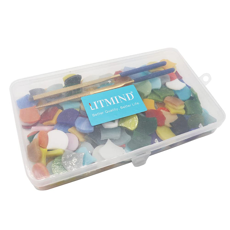 LITMIND 160 Pieces Precut Fan-Shaped Petal Mosaic Tiles, Glass Craft Flower Leaves Stained Glass Supplies, Garden Glass Mosaic Making Supplies for DIY Crafts, Stained Glass Kits - NewNest Australia