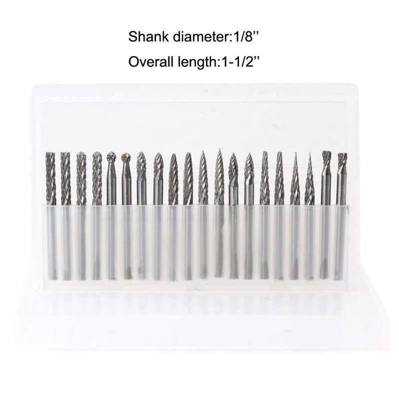 Carbide Burrs Set JESTUOUS 1/8 Shank Diameter Double Cut Tungsten Carbide Burs Rotary File Carving Grinding Bit for Die Grinder Rotary Drill Tool 20pcs - NewNest Australia