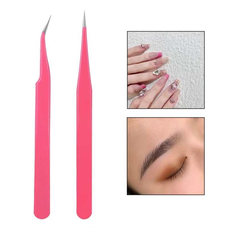 2 Pieces Eyelash Tweezers And 1 Eyelash Brush, Eyelash Tweezers Set Made Of Stainless Steel, Straight Tweezers And Curved Tweezers, Professional Tweezers For Eyelash Extensions - NewNest Australia