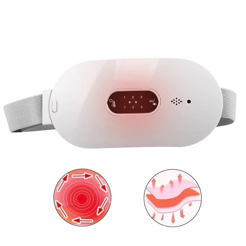 Portable Cordless Wireless Heating Pad for Menstrual Period Cramps, Electric Waist Belt Device, 3 Heat Levels and 3 Vibration Massage Modes, Back or Belly Heating Pad for Females (White) White - NewNest Australia