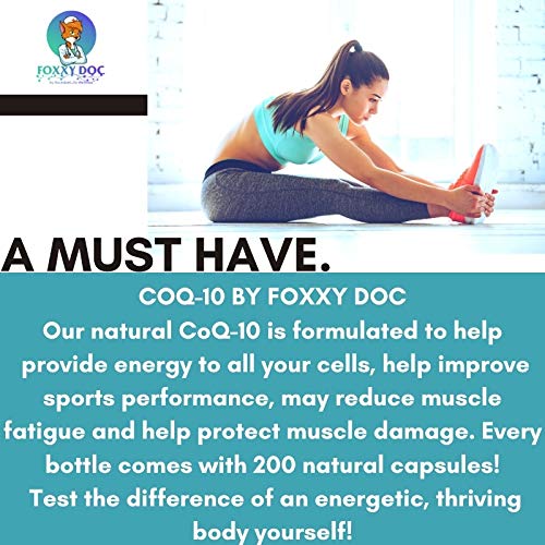 CoQ10 - Co-Enzyme Q10 - 200 mg - 200 Caps - Vegetable Capsules - Non-GMO - Brain & Heart & Muscle & Cell Supplement 6.5 Month Supply by Foxxy Doc - NewNest Australia