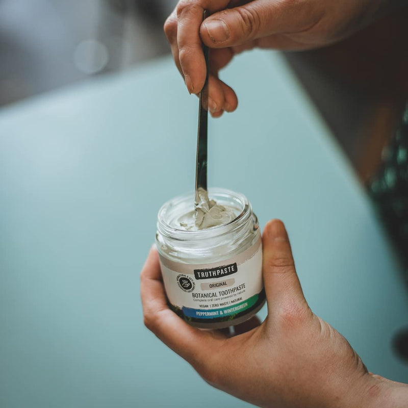 TRUTHPASTE Original Natural Zero Waste Toothpaste. Eco Friendly & Plastic Free. Vegan. Fluoride Free, SLS Free. with neem & Aloe Vera. Suitable for Sensitive Teeth. (Peppermint & Wintergreen 100ml) - NewNest Australia