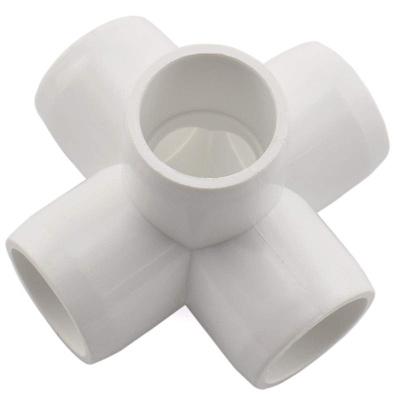 SDTC Tech 1/2" 5 Way PVC Fitting Furniture Grade Pipe Elbow Connector for DIY PVC Shelf Garden Support Structure Storage Frame, White - 4 Pack - NewNest Australia