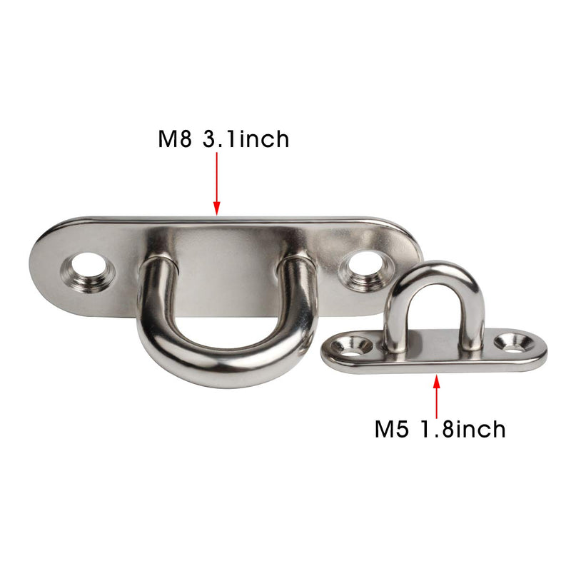 NewNest Australia - WOFTD 10-Pack 304 Stainless Steel Ceiling Hook Ring Hooks 1. 8 inch M5 Strip Type Eye Plate with Enclosed Hook Boat Rigging Heavy Duty Ceiling & Wall Mount Hanging Hardware Fitting 1.8" M5, 10-Pack 