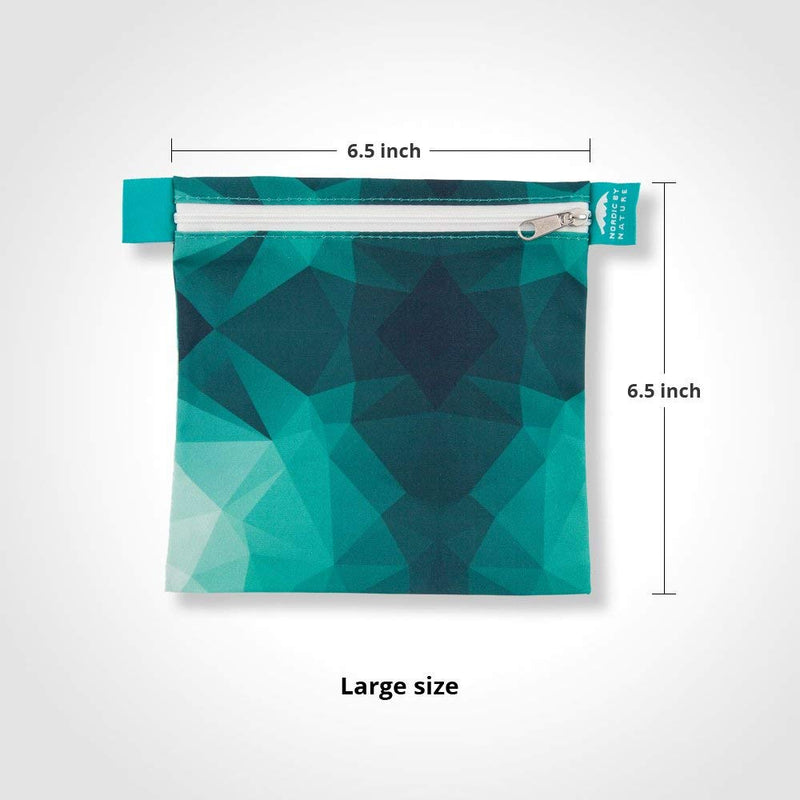 NewNest Australia - Nordic By Nature 4 Pack - Reusable Sandwich Bags Dishwasher Safe BPA Free - Durable Washable Quick Dry Cloth Baggies -Reusable Snack Bags For Kids School Lunches - Easy Open Zipper - (Turquoise) Turquoise Waters 