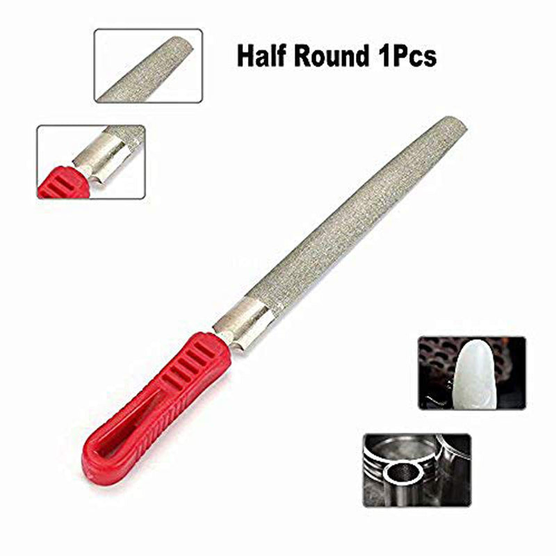 8inch Diamond Coated Half Round File Plastic Handle Hand Tools for Grinding on Glass, Stone, Marble, Rock, Bone 120 Grit - NewNest Australia