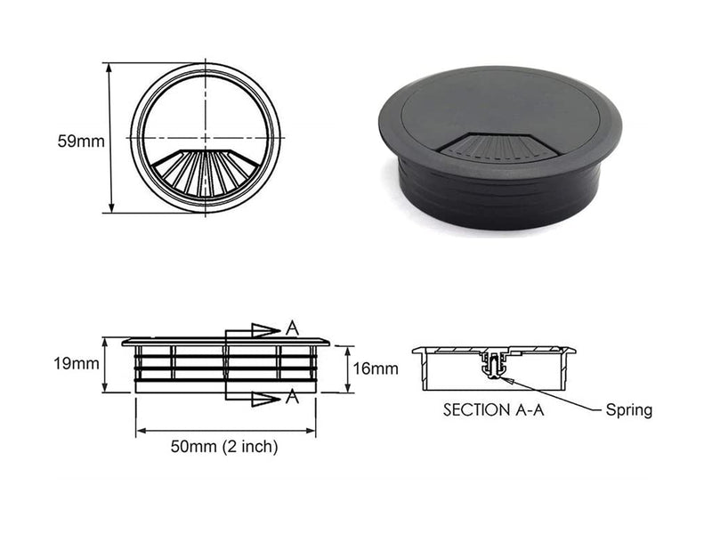 4pcs 2 inch Desk Wire Cord Cable Grommets Hole Cover for Office PC Desk Cable Cord Organizer Plastic Cover Black (Black-4Pcs) Black-4Pcs - NewNest Australia