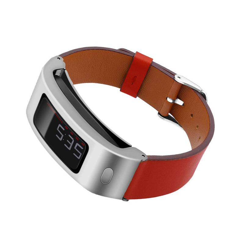DuiGong Leather Strap Compatible for Garmin Vivofit 1-2 Replacement Band with Silver Stainless Steel Protector Case, S/M & M/L (Brown) Silver case with Brown band - NewNest Australia