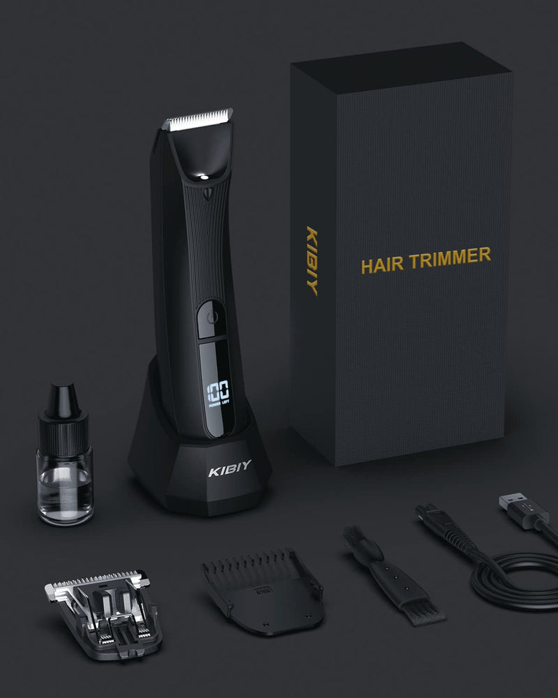 Kibiy Men'S Intimate Razor With Led Light And Display, Ipx7 Waterproof Body Hair Trimmer With Replaceable Anti-Cut Ceramic Blade And Standing Charging Station - NewNest Australia