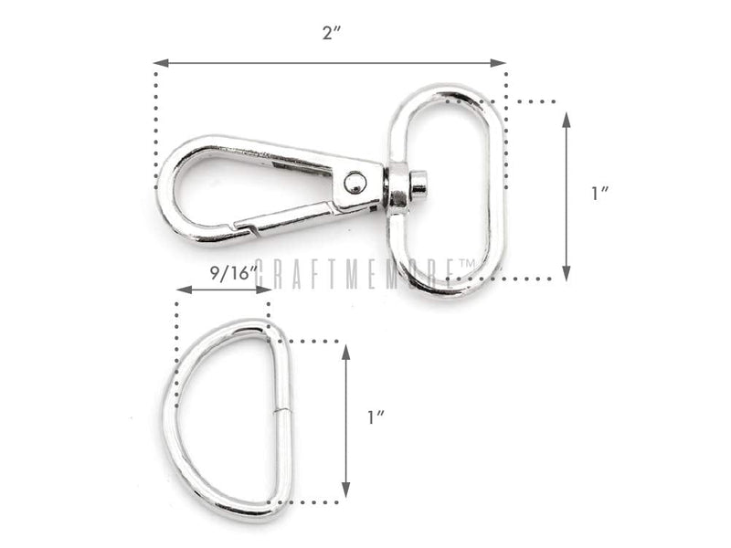 CRAFTMEMORE 2 Sets 1" Swivel Snap Hooks Lobster Clasp Push Gate Fashion Clips with 1" D Rings Bag Craft Accessories FSD2 (Gold, 1 Inch) Gold - NewNest Australia