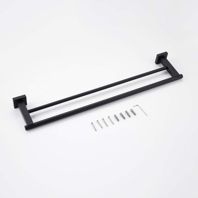 KLXHOME Matte Black Double Bath Towel Bar 24-Inch SUS 304 Stainless Steel Towel Holder Rack for Bathroom, A02B60B - NewNest Australia