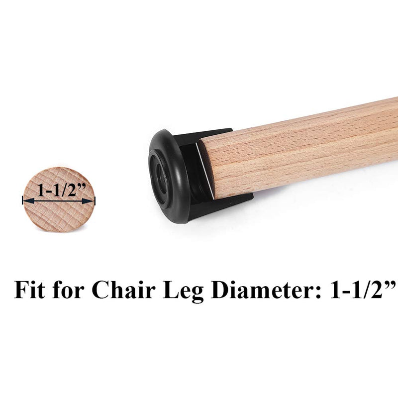 Furnigear Chair Leg Tips Caps Non-Slip Rubber Leg Tips 1-1/2” Inner Diameter Chair Leg Floor Protectors Round Black 4 Pack 1-1/2"-4pack (black) - NewNest Australia