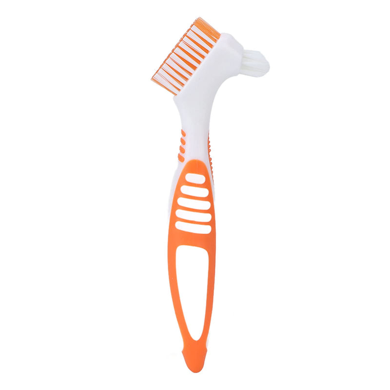 Denture cleaning brush, safe plaque removal Denture toothbrush orange Robust double head for partial dentures - NewNest Australia