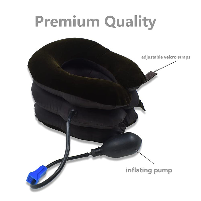 Universal Inflatable Cervical Neck Traction Device & Collar Brace, Flocked Air Pillow,Best for Neck Support & Instant Relief for Chiropractic Chronic Neck Pain, Spine Alignment - NewNest Australia