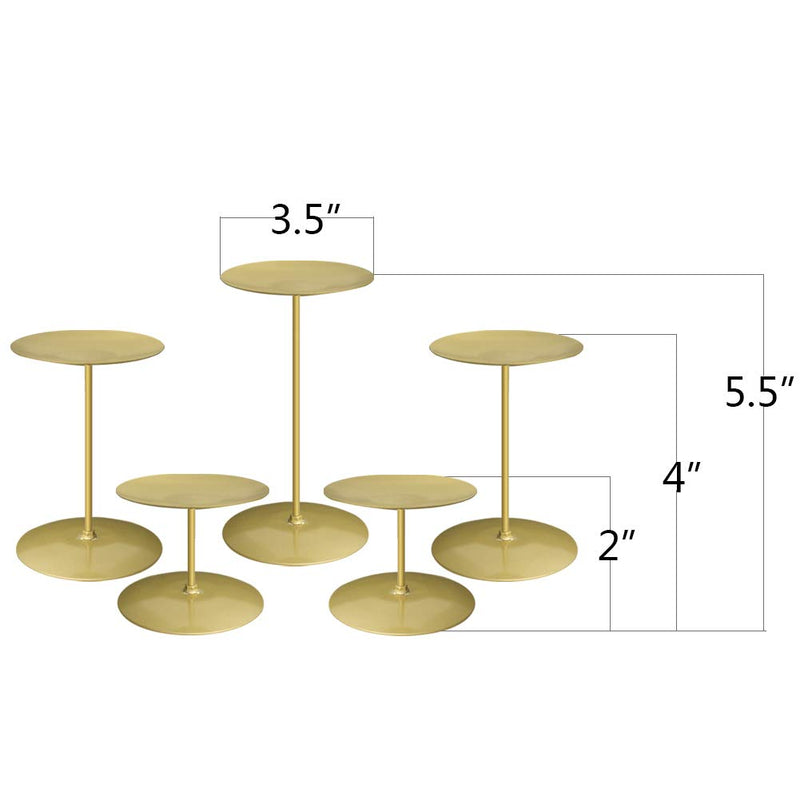 NewNest Australia - smtyle Candle Holder Wax Centerpiece Set of 5 Plate for Table or Floor with Gold Iron 