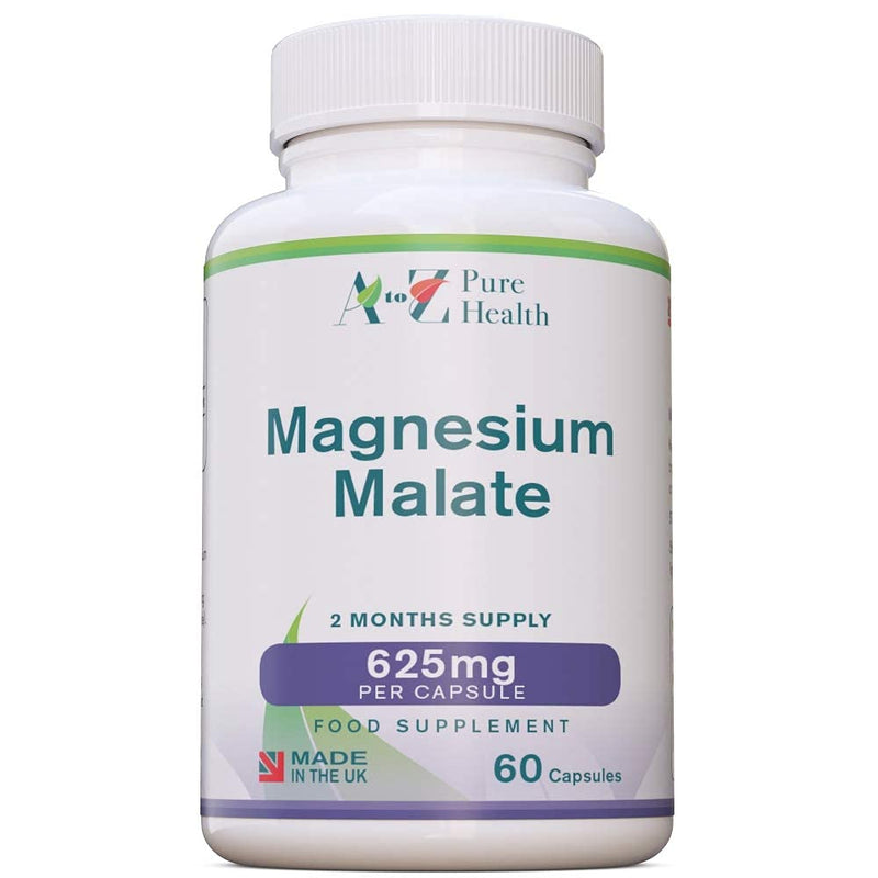 Magnesium Malate Capsules | High Absorption, Premium Magnesium Malate 625mg Supplement | 60 Easy to Swallow Capsules (2 Months Supply) | Supports Energy Levels, Heart Health, Muscle Function | UK Made - NewNest Australia