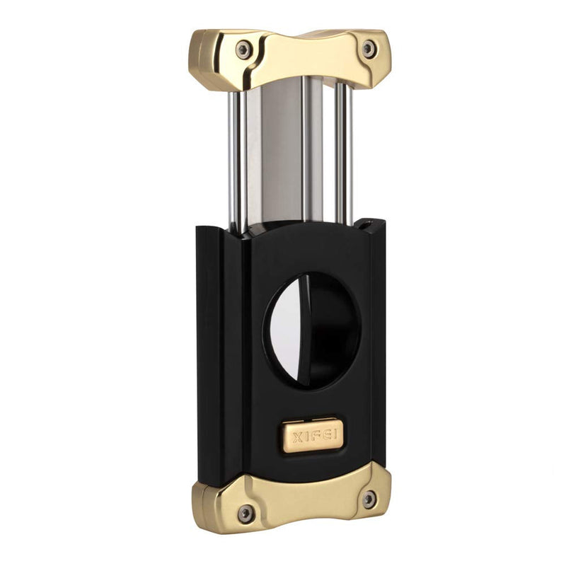 XIFEI Cigar Cutter, Stainless Steel V-Cut Cigar Cutter Built-in Cigar Puncher (Black Gold-1) Black Gold-1 - NewNest Australia