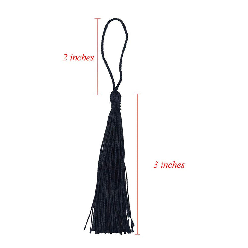 Aokbean 100pcs 5 Inches Handmade Silky Floss Soft Craft Bookmark Tassels with Loops for DIY, Jewelry Making, Graduation Tassel,Bookmarks,Souvenir(Black) Black - NewNest Australia