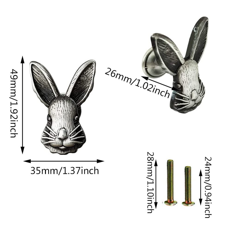 6 Pcs Animal Knobs Dresser Drawer Knobs Cabinet Handle Decorative Single Hole Pulls Antique Dresser Knobs Home Furniture Door Handle(Rabbit) Rabbit - NewNest Australia