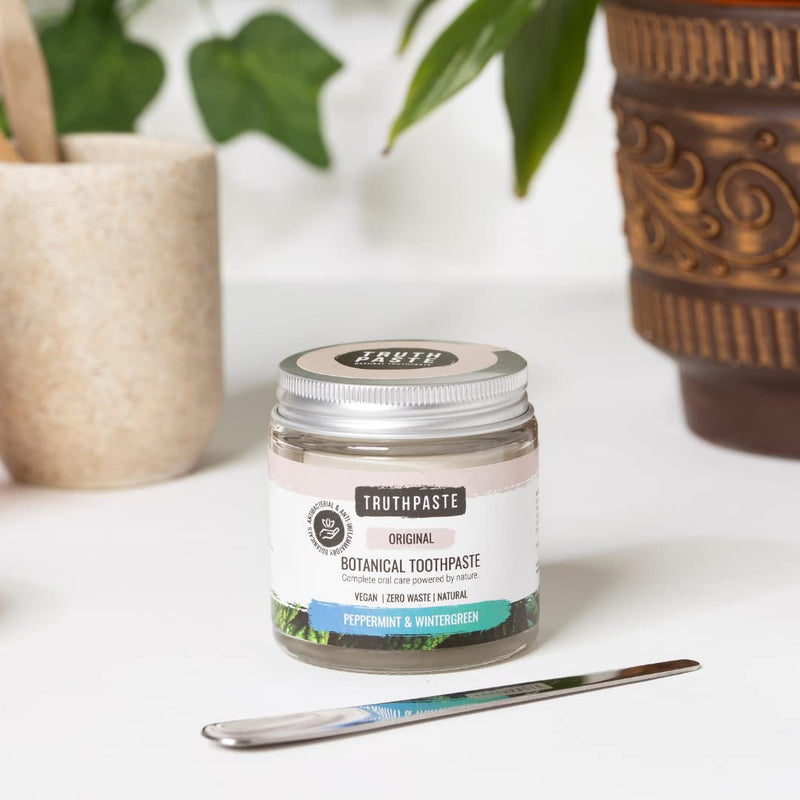 TRUTHPASTE Original Natural Zero Waste Toothpaste. Eco Friendly & Plastic Free. Vegan. Fluoride Free, SLS Free. with neem & Aloe Vera. Suitable for Sensitive Teeth. (Peppermint & Wintergreen 100ml) - NewNest Australia