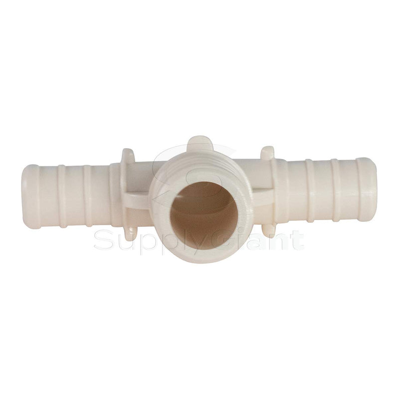 Supply Giant QQSU1213-5 Plastic PEX Poly Alloy Reducing Tee Barb Pipe Fitting, 1/2'' x 1/2'' x 3/4'', White, 5 Pack 1/2'' x 1/2'' x 3/4'' - NewNest Australia