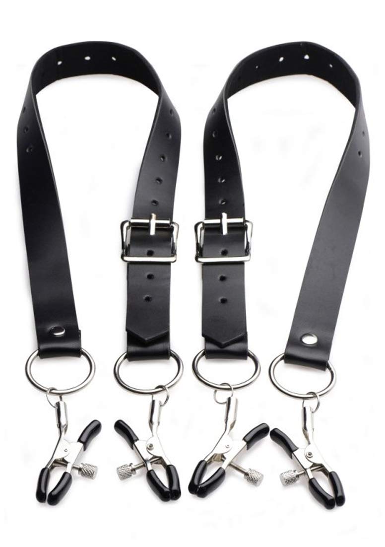 Master Series Spread Labia Spreader Straps with Clamps, Black (AF500) - NewNest Australia