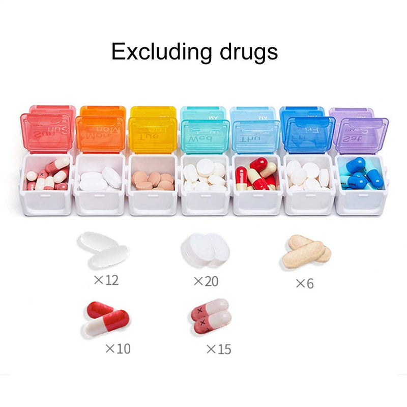 Portable Pill Box with Smart Reminder Alarm, 14 Grids Intelligent Electronic Digital Timer AM and PM Medicine Dispenser, Weakly Pill Organiser for Outdoor Travel Work - NewNest Australia