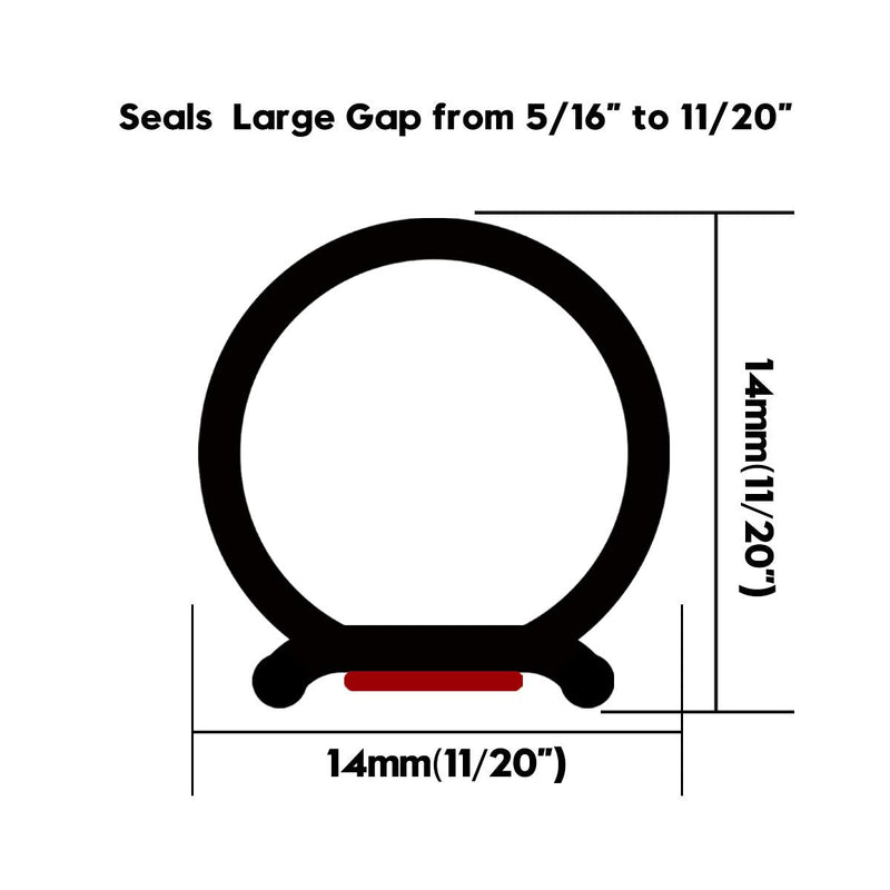 19.7 Feet Long Weather Stripping Seal Strip for Doors/Windows, Self-Adhesive Backing Seals Large Gap (from 5/16 inch to 11/20 inch) Seal Strip 11/20" (W) x 11/20" (T) x 19.7' (L) Black - NewNest Australia