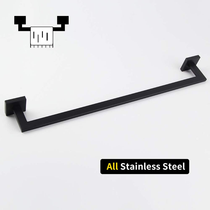 GERZWY 18-Inch Bathroom Towel Bar SUS 304 Stainless Steel Bath Towel Bar Matte Black Modern Square Style Wall Mount IG1802C45-BK - NewNest Australia